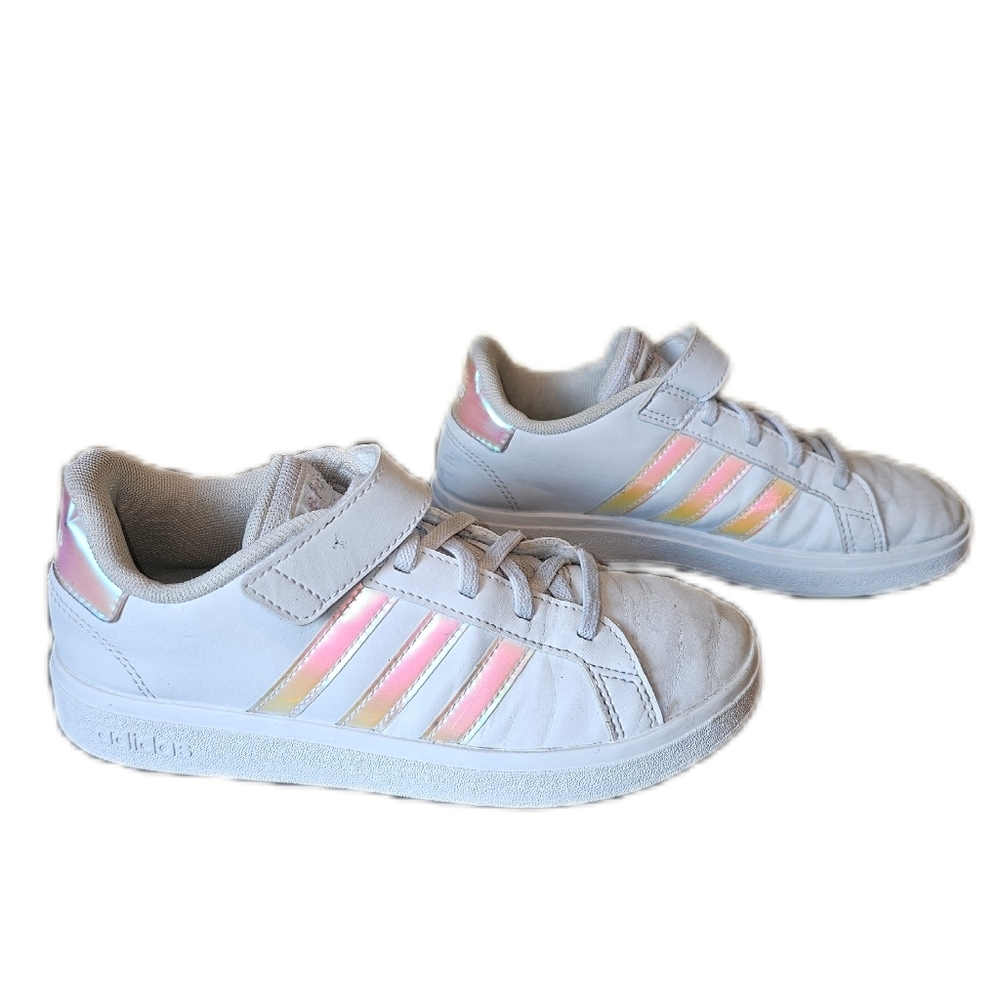 adidas kids girls tennis shoes Grand Court 2.0 Elastic Lace Sneaker size 3
